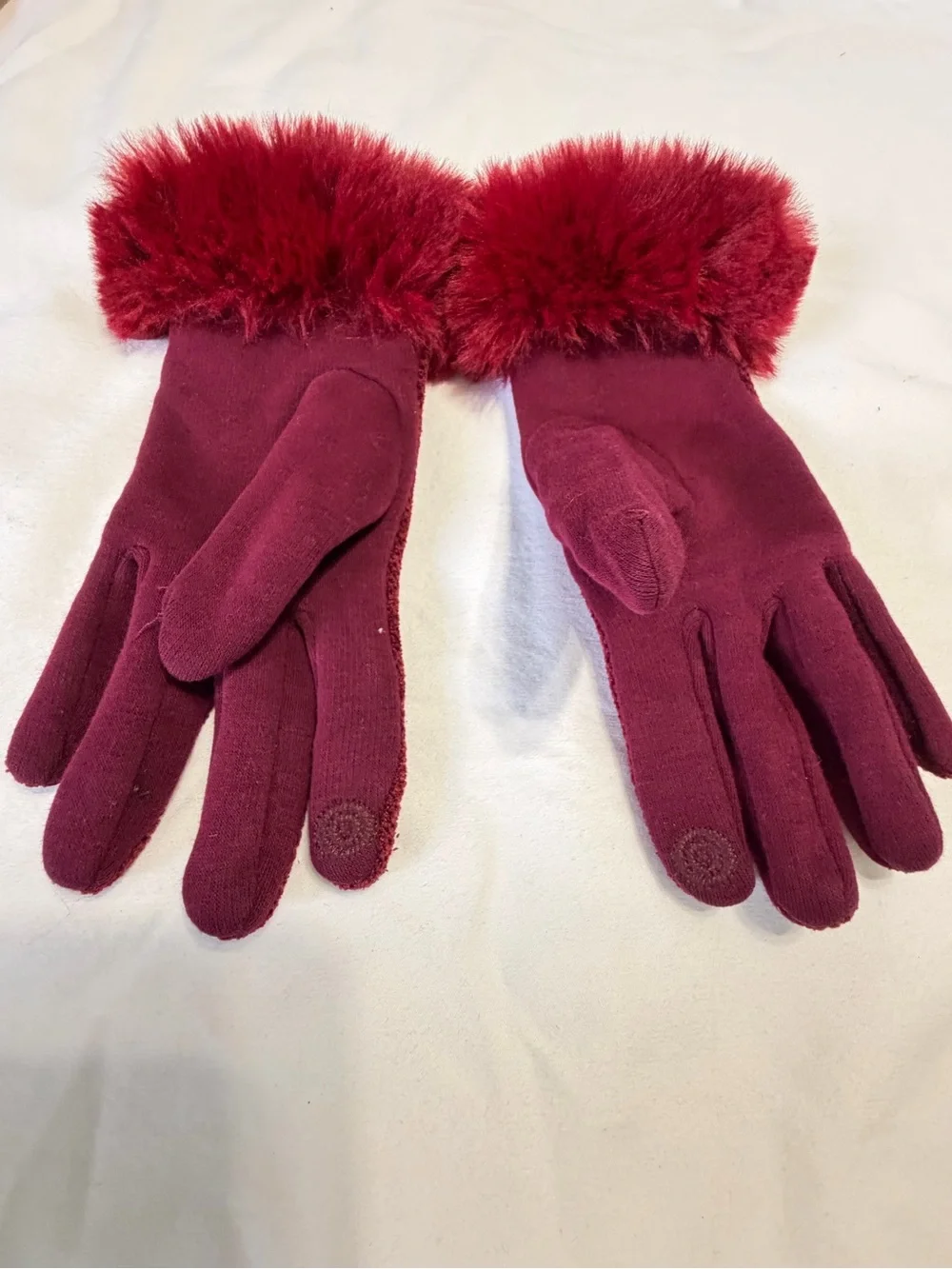 UGG Australia Faux Fur Cuff Touchscreen Gloves Burgundy One Size
